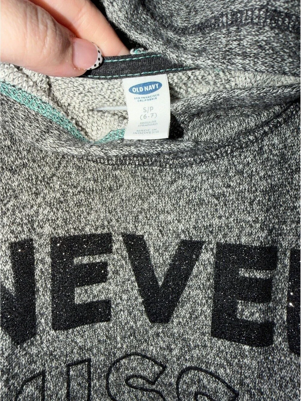 Girls Size Small 6-7 Old Navy Pullover Hoodie | Never Miss a Chance to Dance
